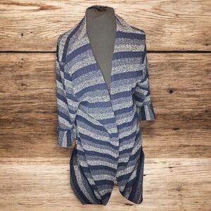 Striped Blue and Gray Cardigan